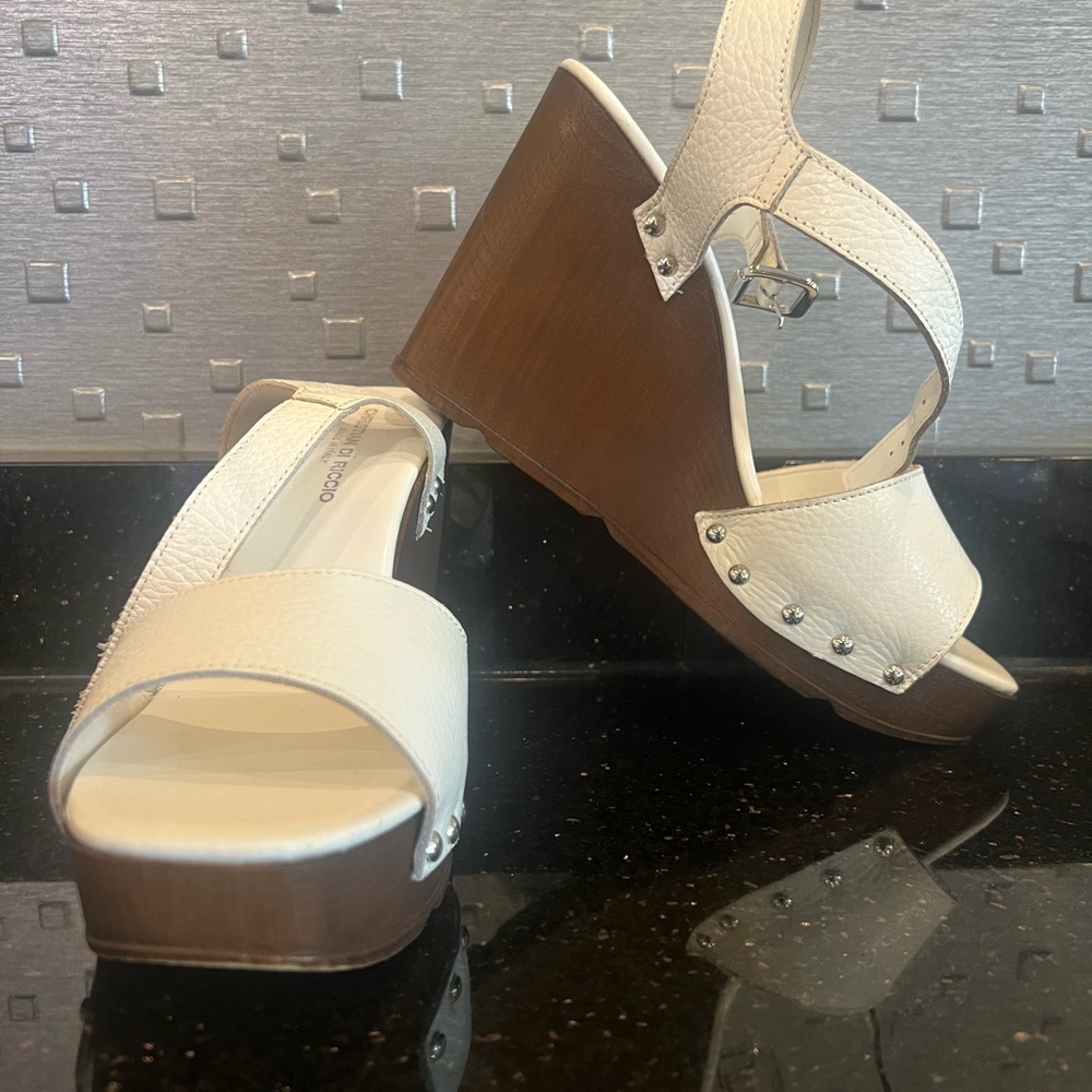 Christian Di Riccio Stylish White Wedge Sandals